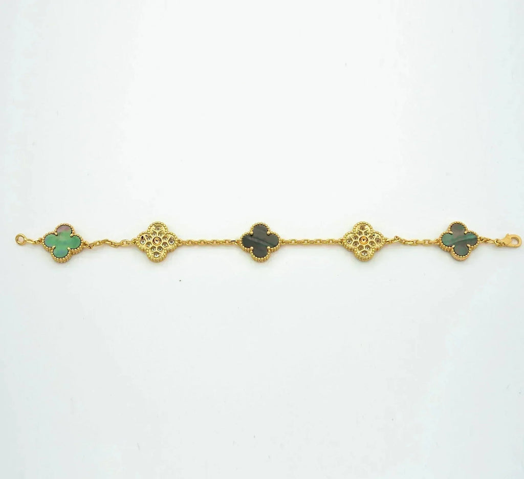 [Miro ]New CLOVER 5 MOTIF GRAY MOP BRACELET COLLECTION