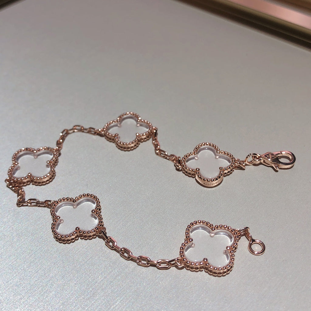 [Miro ]New CLOVER 5 MOTIF ROCK CRYSTAL BRACELET