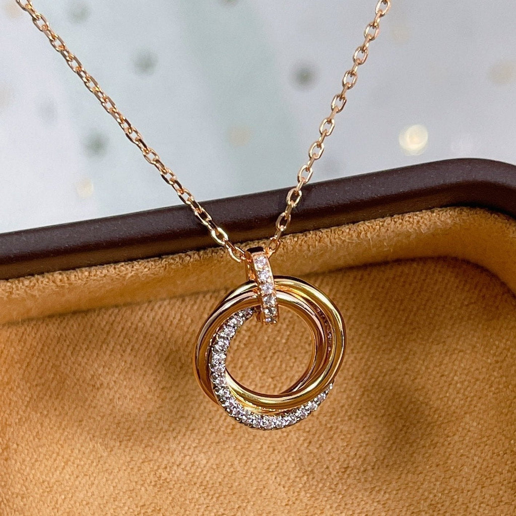 Miro TRINITY NECKLACE SILVER GOLD PINK GOLD DIAMONDS