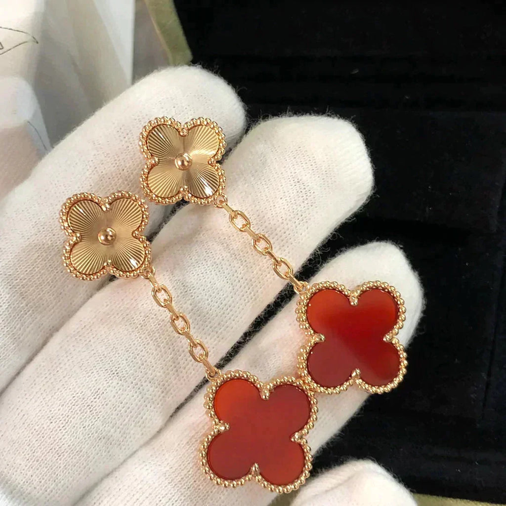 Miro CLOVER 2 MOTIF  LASER CARNELIAN EARRINGS