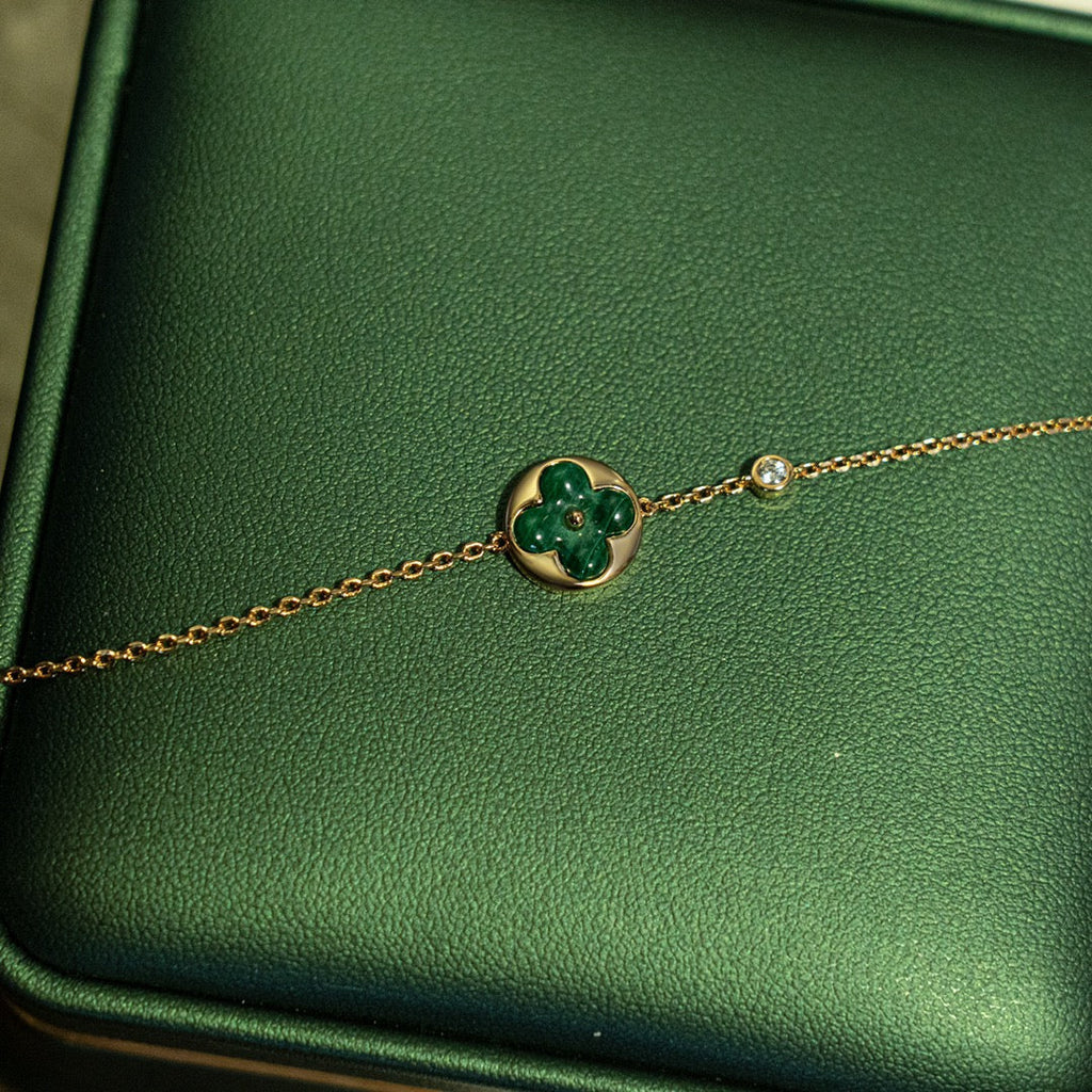 Miro SUN MALACHITE 1 DIAMOND PINK GOLD BRACELET