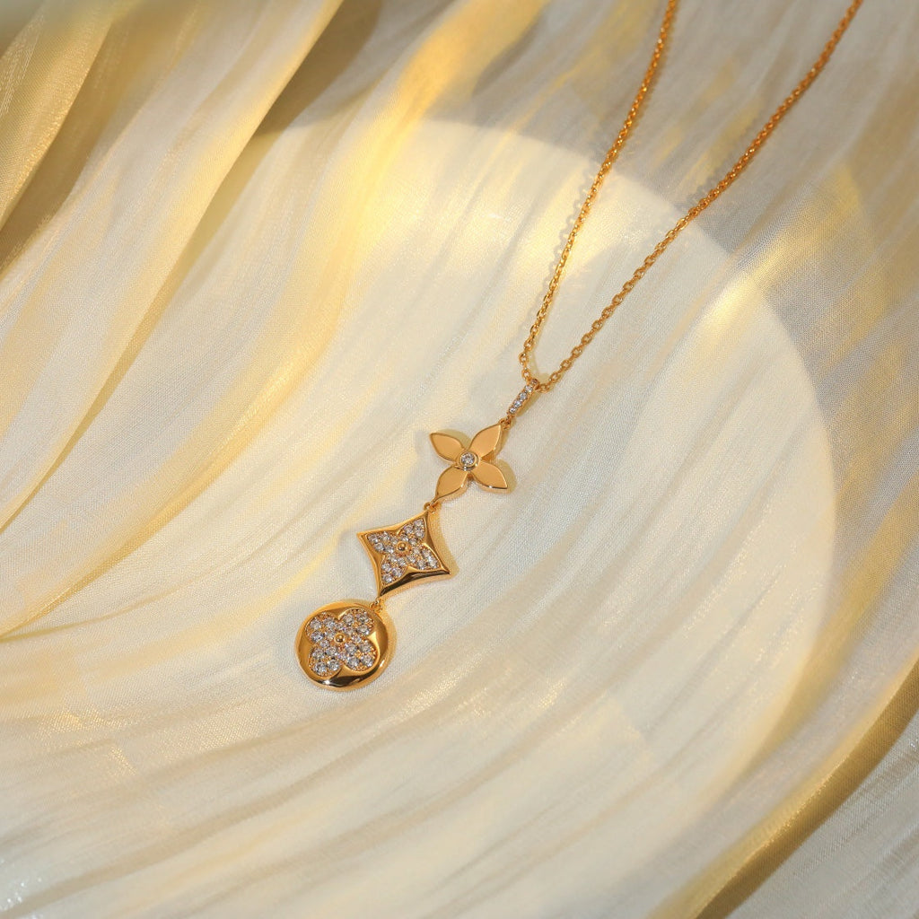 Miro STAR AND SUN DIAMOND PINK GOLD NECKLACE