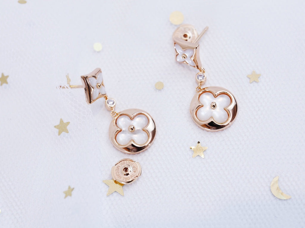 Miro STAR AND SUN PINK GOLD MOP DROP EARRINGS