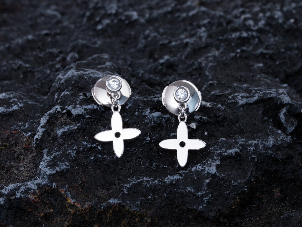 Miro VIDYLLE SILVER DIAMOND MINI DROP EARRINGS