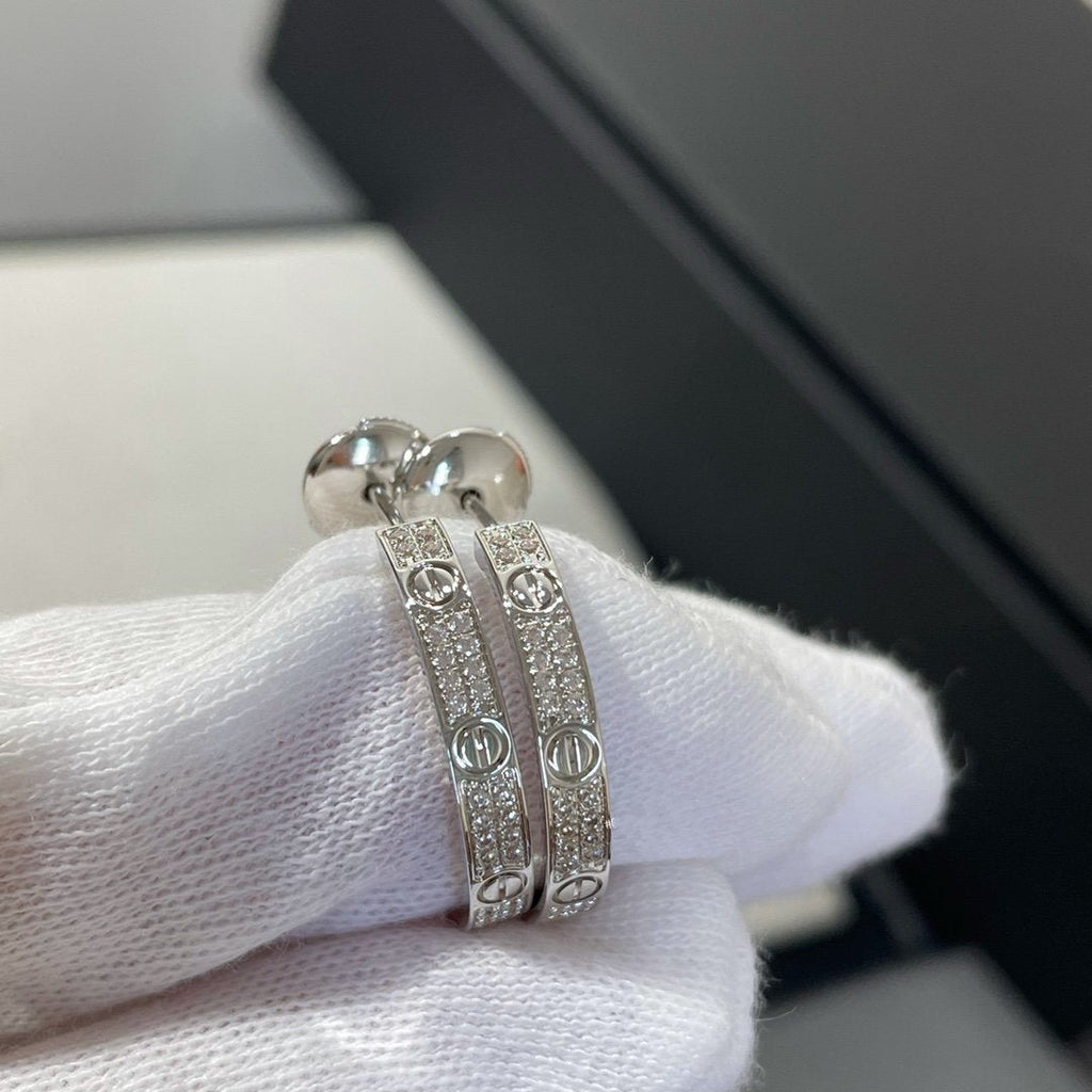 Miro LOVE DIAMOND SILVER HOOP EARRINGS