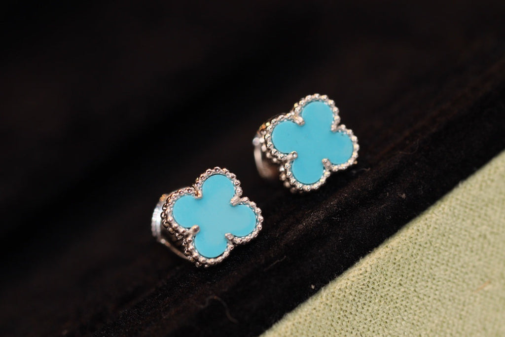 Miro CLOVER MINI TURQUOISE SILVER STUD EARRINGS