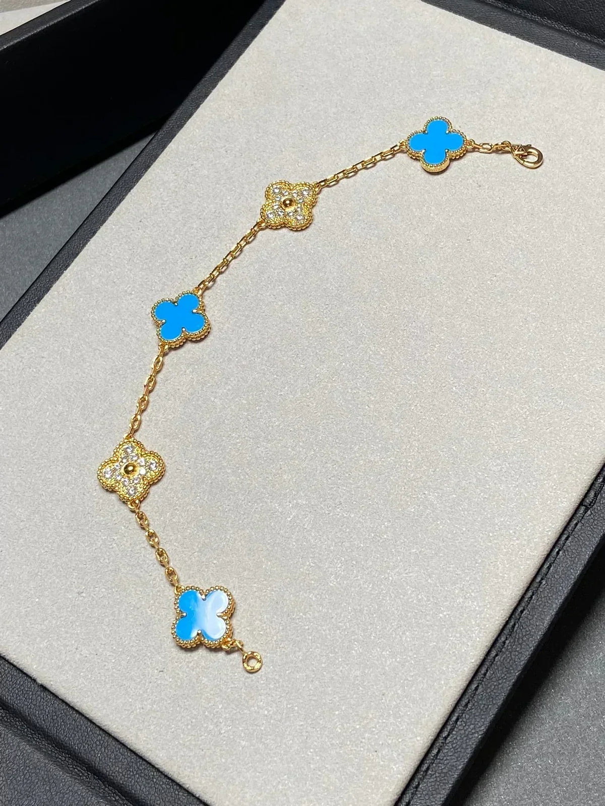 [Miro ]New CLOVER 5 MOTIF BLUE AGATE BRACELET COLLECTION