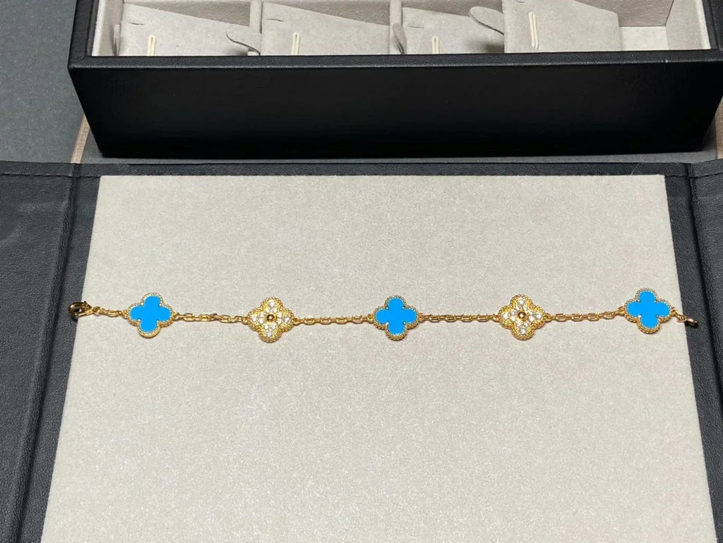 [Miro ]New CLOVER 5 MOTIF BLUE AGATE BRACELET COLLECTION