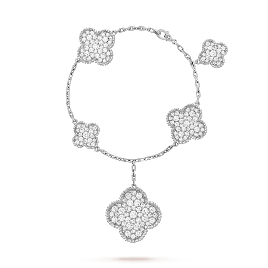 Miro CLOVER 6 MOTIFS SILVER DIAMOND BRACELET