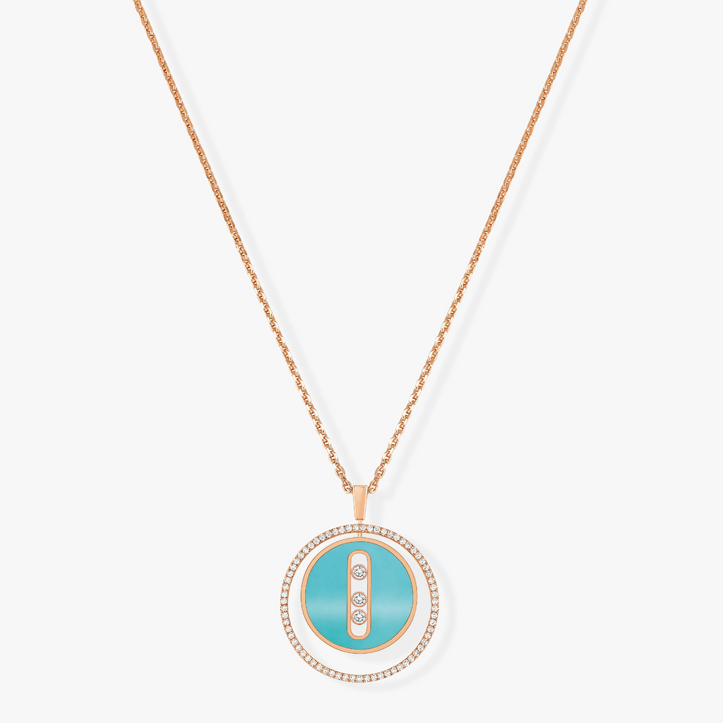 [Miro ]Miro  MOVE 3 DIAMONDS TURQUOISE PINK GOLD DIAMOND NECKLACE
