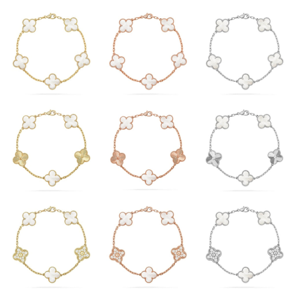 [Miro ]New CLOVER WHITE PEARL MOP 5 MOTIF BRACELET COLLECTION