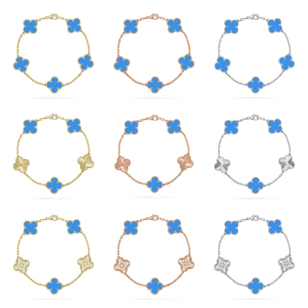 [Miro ]New CLOVER 5 MOTIF BLUE AGATE BRACELET COLLECTION