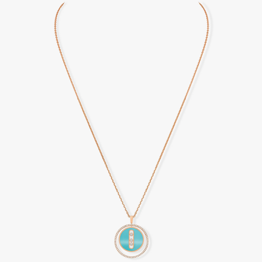 [Miro ]Miro  MOVE 3 DIAMONDS TURQUOISE PINK GOLD DIAMOND NECKLACE