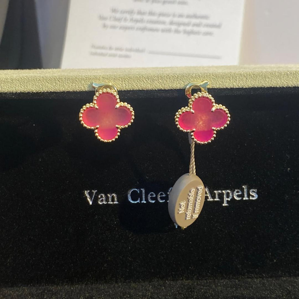 [Miro]NEW CLOVER 15MM PINK ENAMEL STUD EARRINGS