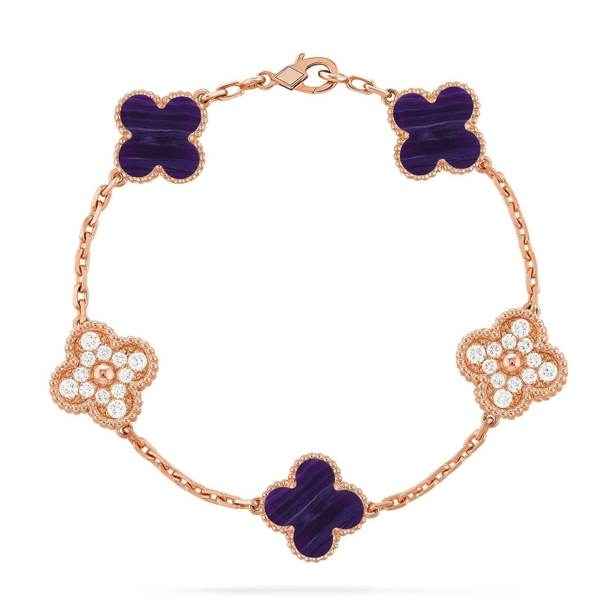 [Miro ]New CLOVER 5 MOTIF PURPLE STRIPES BRACELET COLLECTION