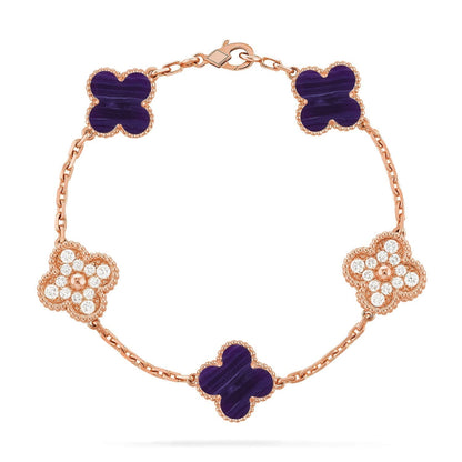[Miro ]New CLOVER 5 MOTIF PURPLE STRIPES BRACELET COLLECTION
