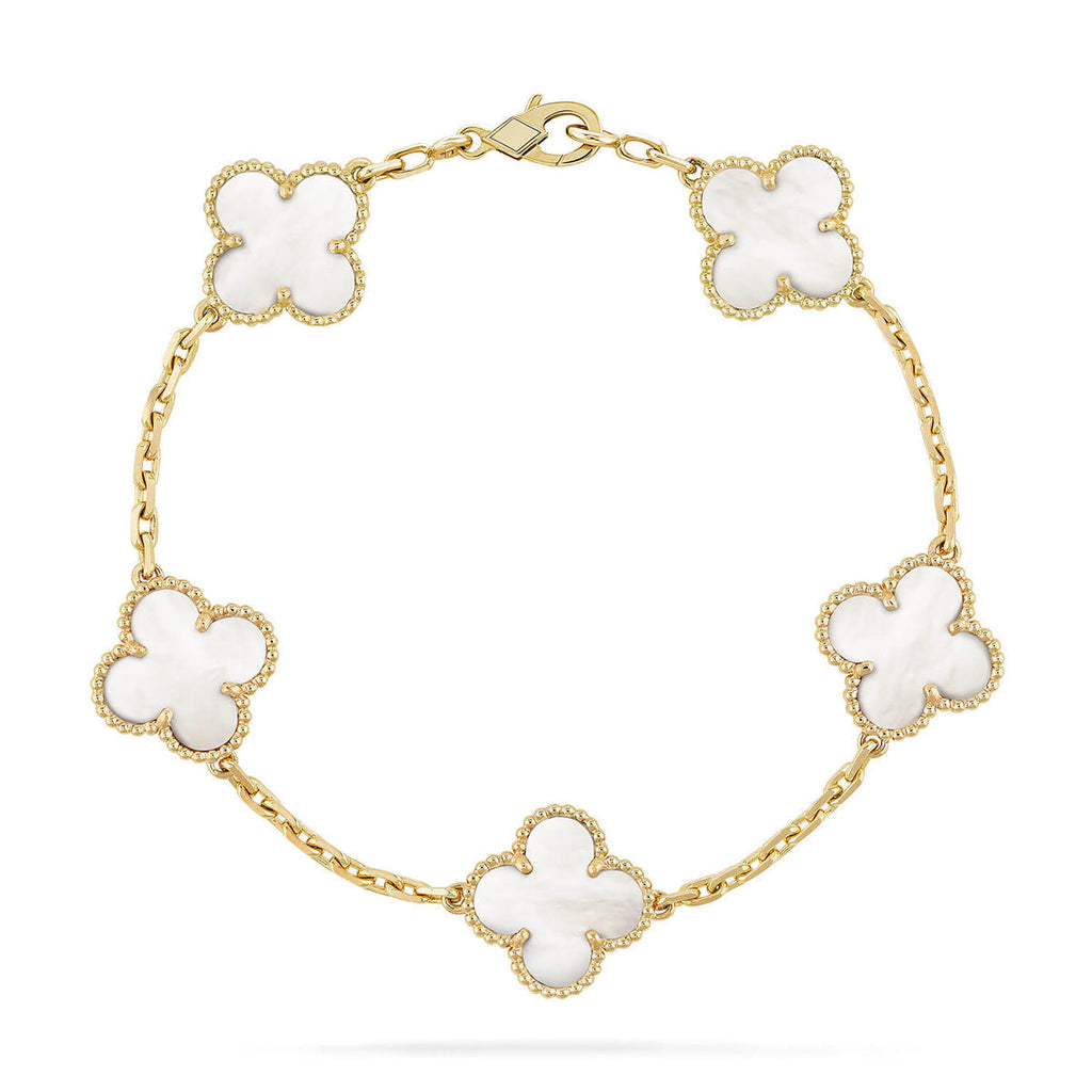 [Miro ]New CLOVER WHITE PEARL MOP 5 MOTIF BRACELET COLLECTION