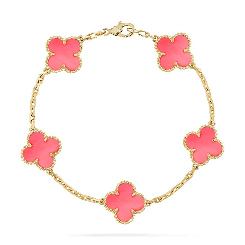 [Miro ]New  CLOVER 5 MOTIFS  PINK MOP BRACELET COLLECTION