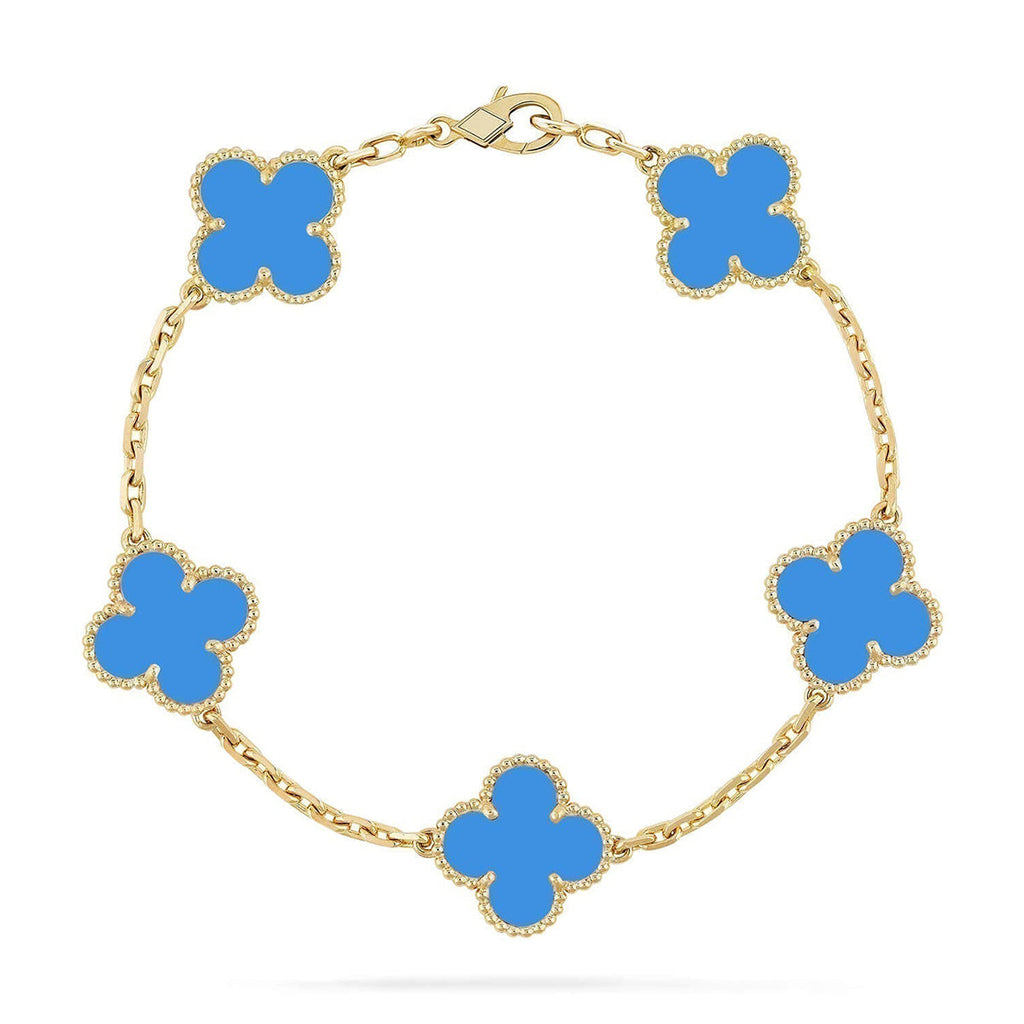 [Miro ]New CLOVER 5 MOTIF BLUE AGATE BRACELET COLLECTION