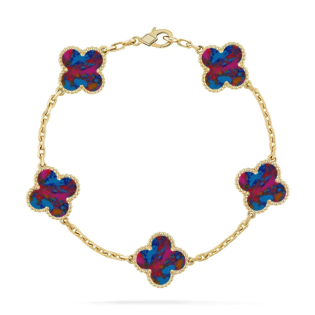 [Miro ]New CLOVER 5 MOTIF COLOR GEMSTONES BRACELET COLLECTION