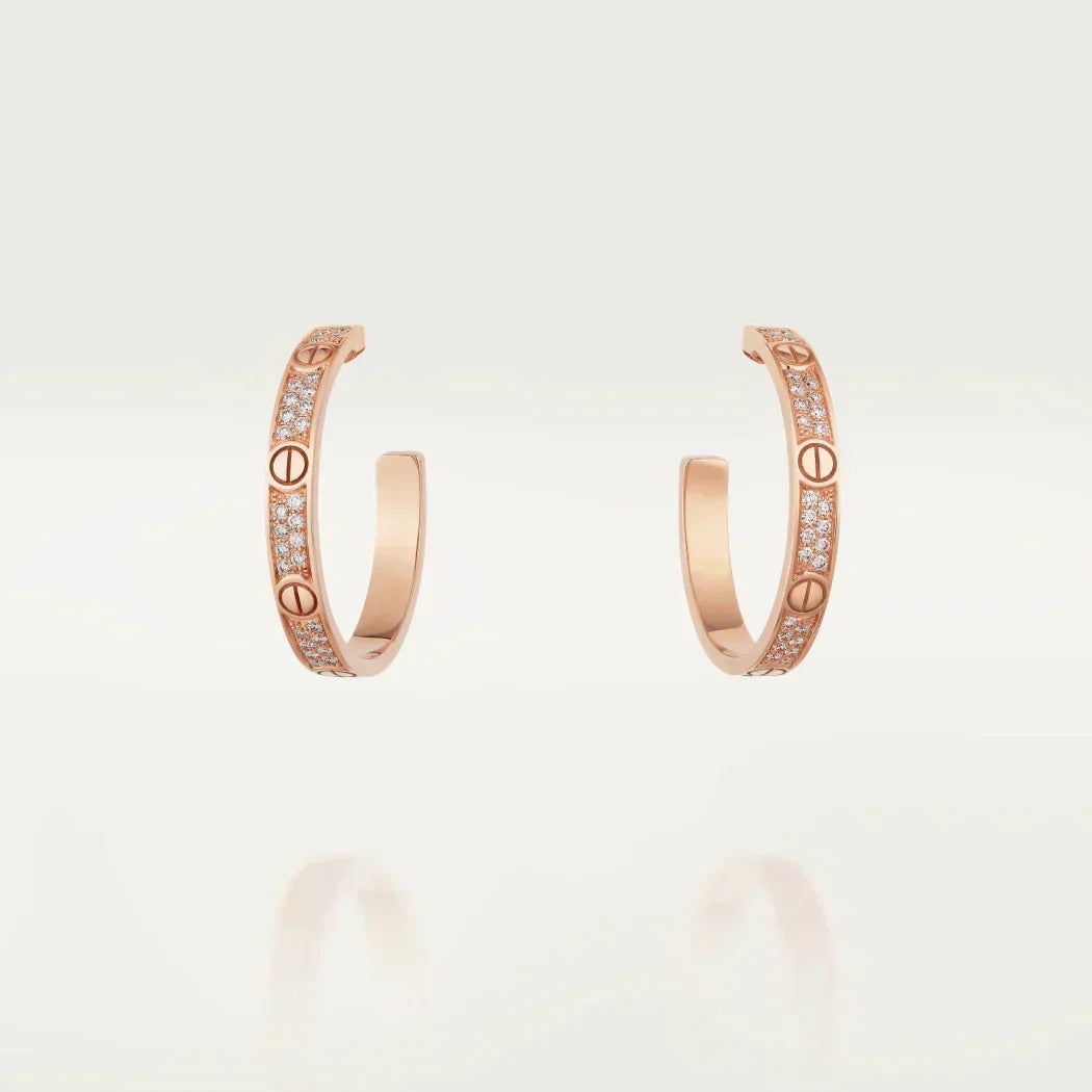 Miro LOVE DIAMOND PINK GOLD HOOP EARRINGS