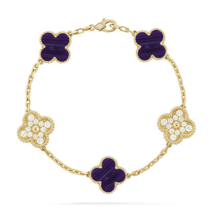 [Miro ]New CLOVER 5 MOTIF PURPLE STRIPES BRACELET COLLECTION