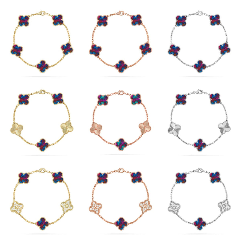 [Miro ]New CLOVER 5 MOTIF COLOR GEMSTONES BRACELET COLLECTION