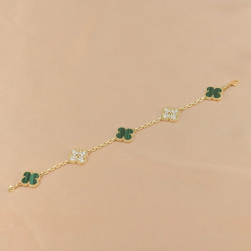 [Miro ]New  CLOVER 5 MOTIF MALACHITE BRACELET COLLECTION