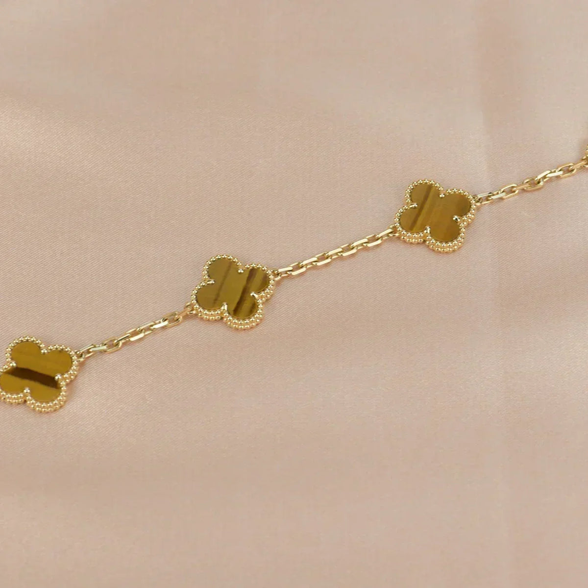 [Miro ]New  CLOVER 5 MOTIFS TIGER EYE BRACELET COLLECTION