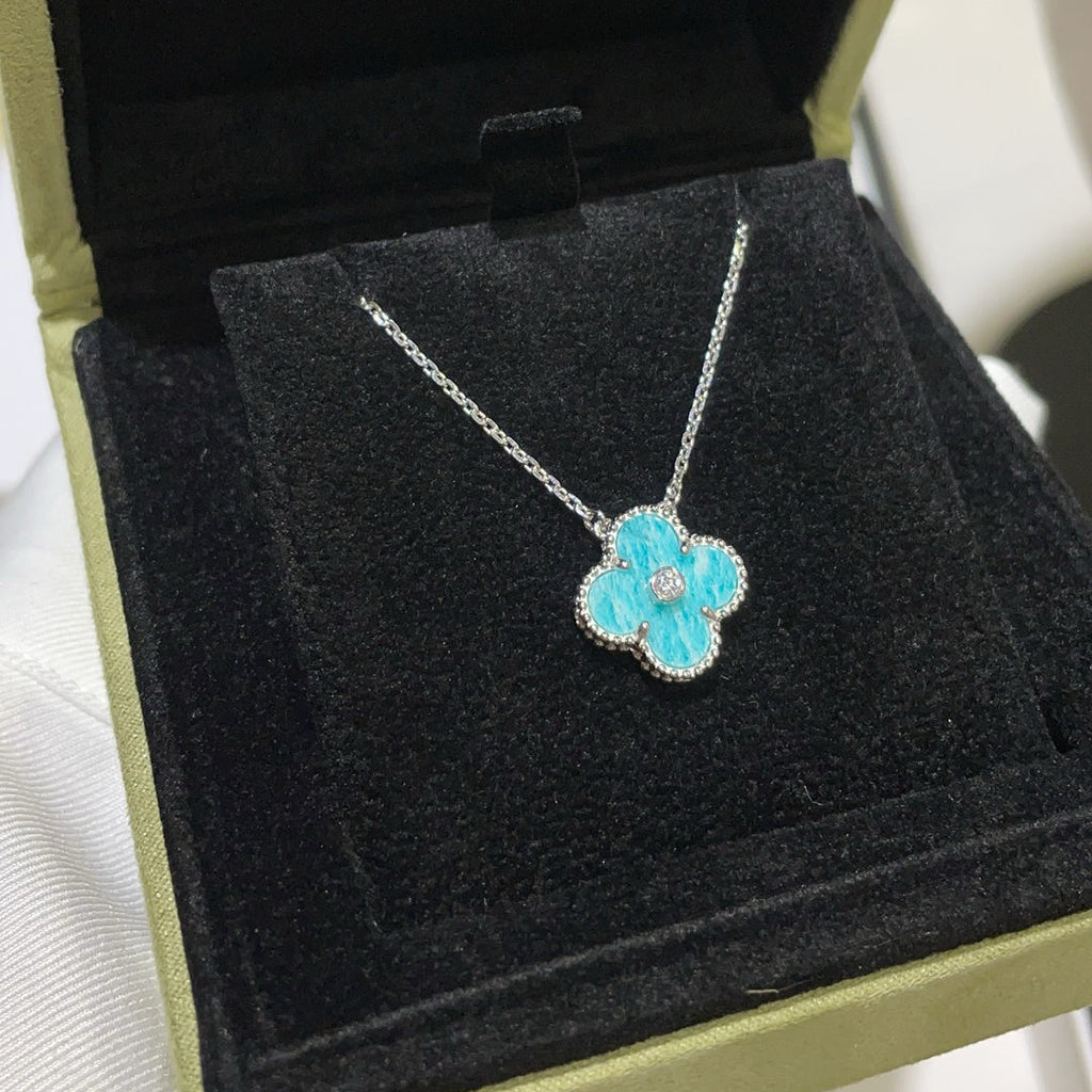 Miro CLOVER 15MM DIAMOND SVRES PORCELAIN  NECKLACE SILVER