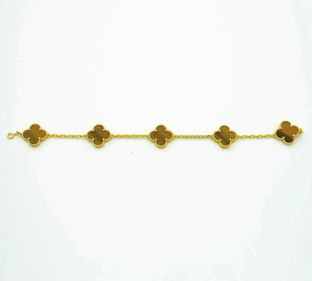 [Miro ]New  CLOVER 5 MOTIFS TIGER EYE BRACELET COLLECTION