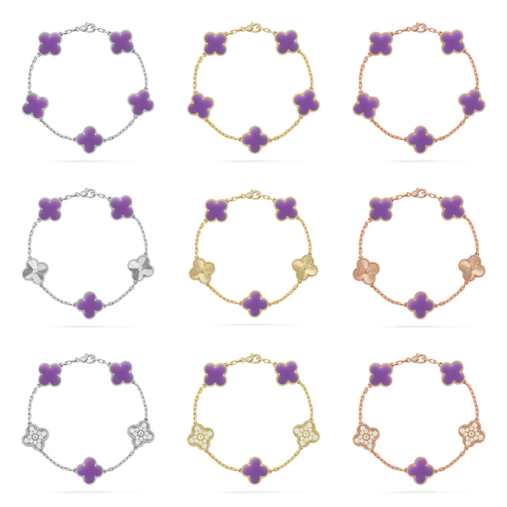 [Miro ]New CLOVER 5 MOTIF LIGHT PURPLE BRACELET COLLECTION