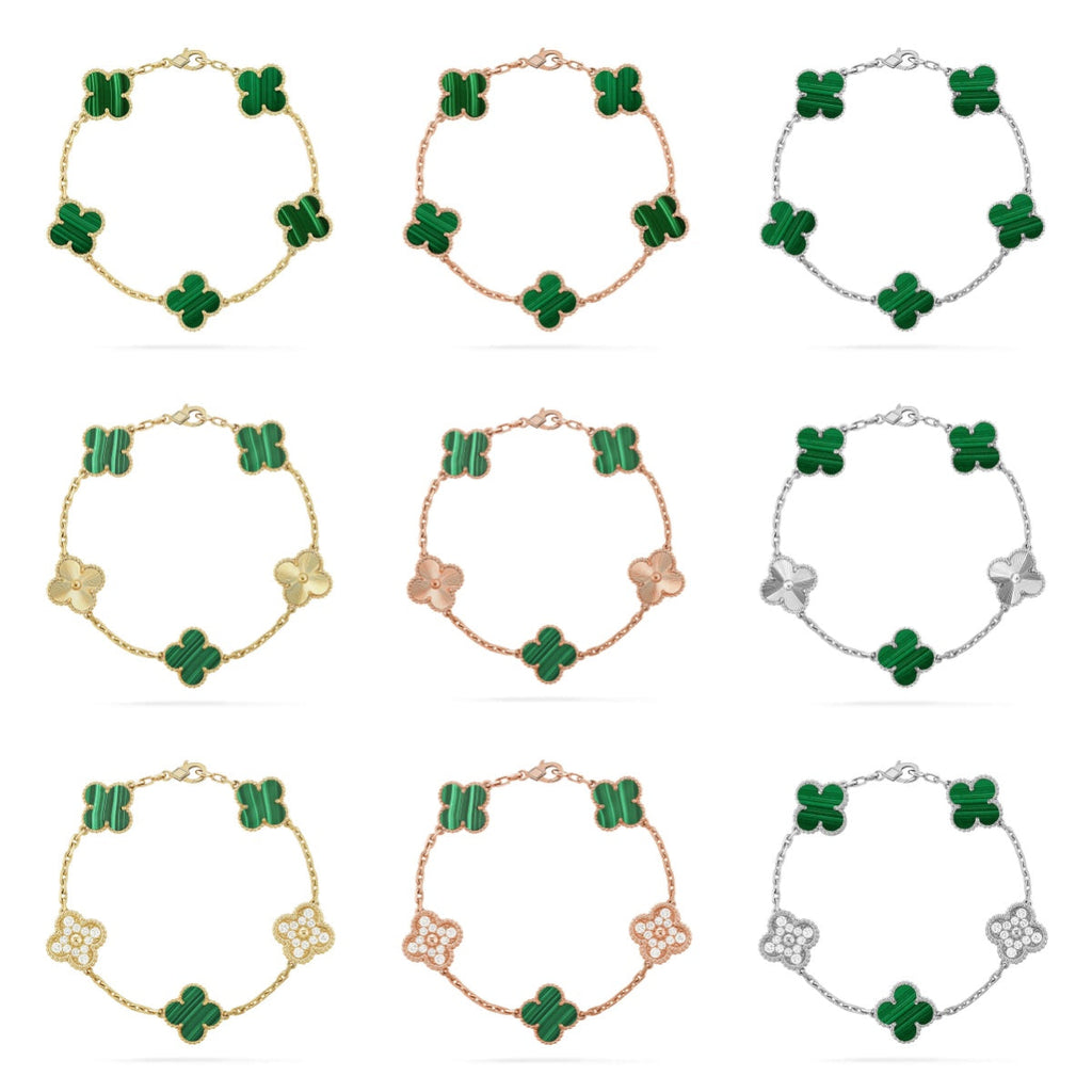 [Miro ]New  CLOVER 5 MOTIF MALACHITE BRACELET COLLECTION