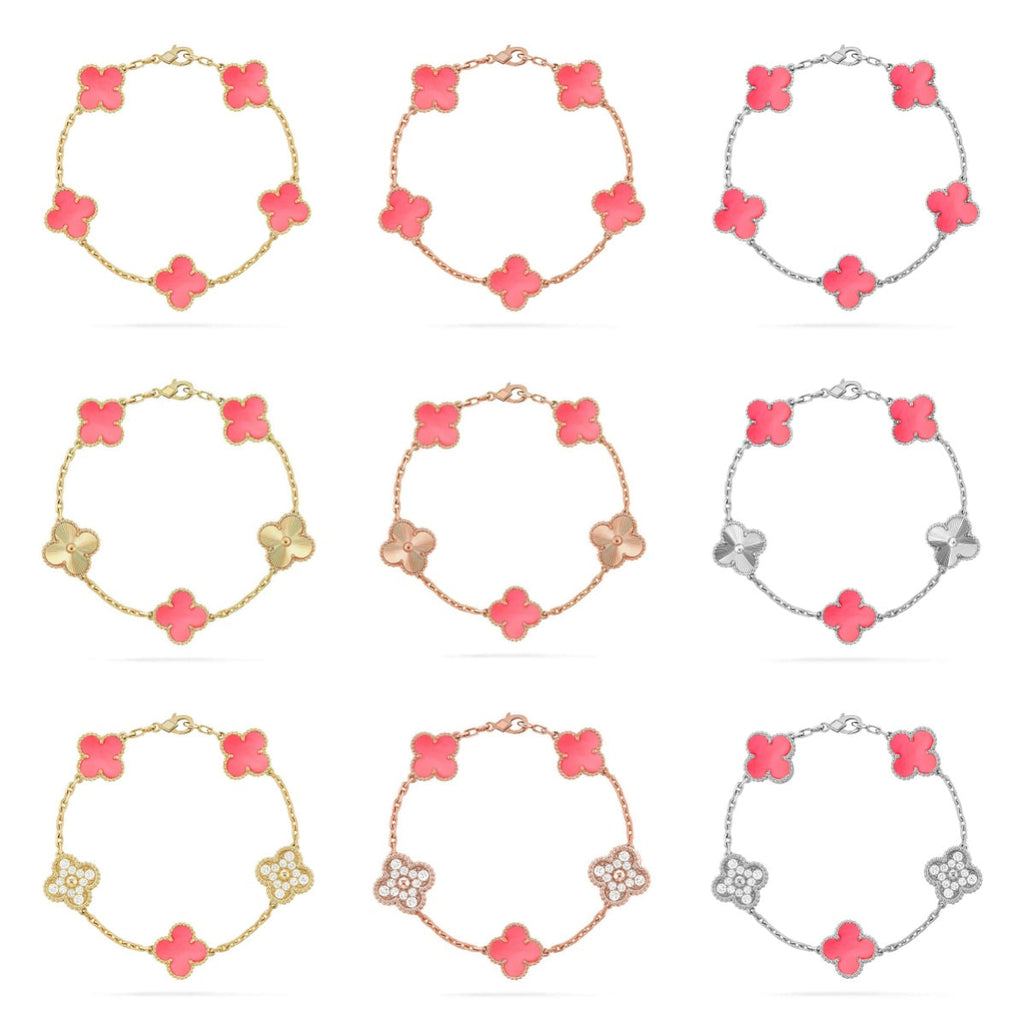 [Miro ]New  CLOVER 5 MOTIFS  PINK MOP BRACELET COLLECTION