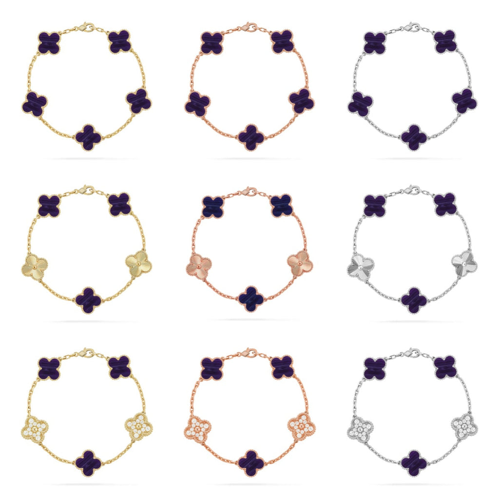 [Miro ]New CLOVER 5 MOTIF PURPLE STRIPES BRACELET COLLECTION