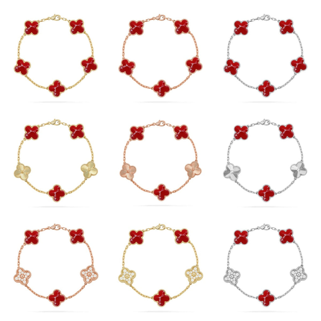 [Miro ]New CLOVER 5 MOTIF RED PATTERN BRACELET COLLECTION