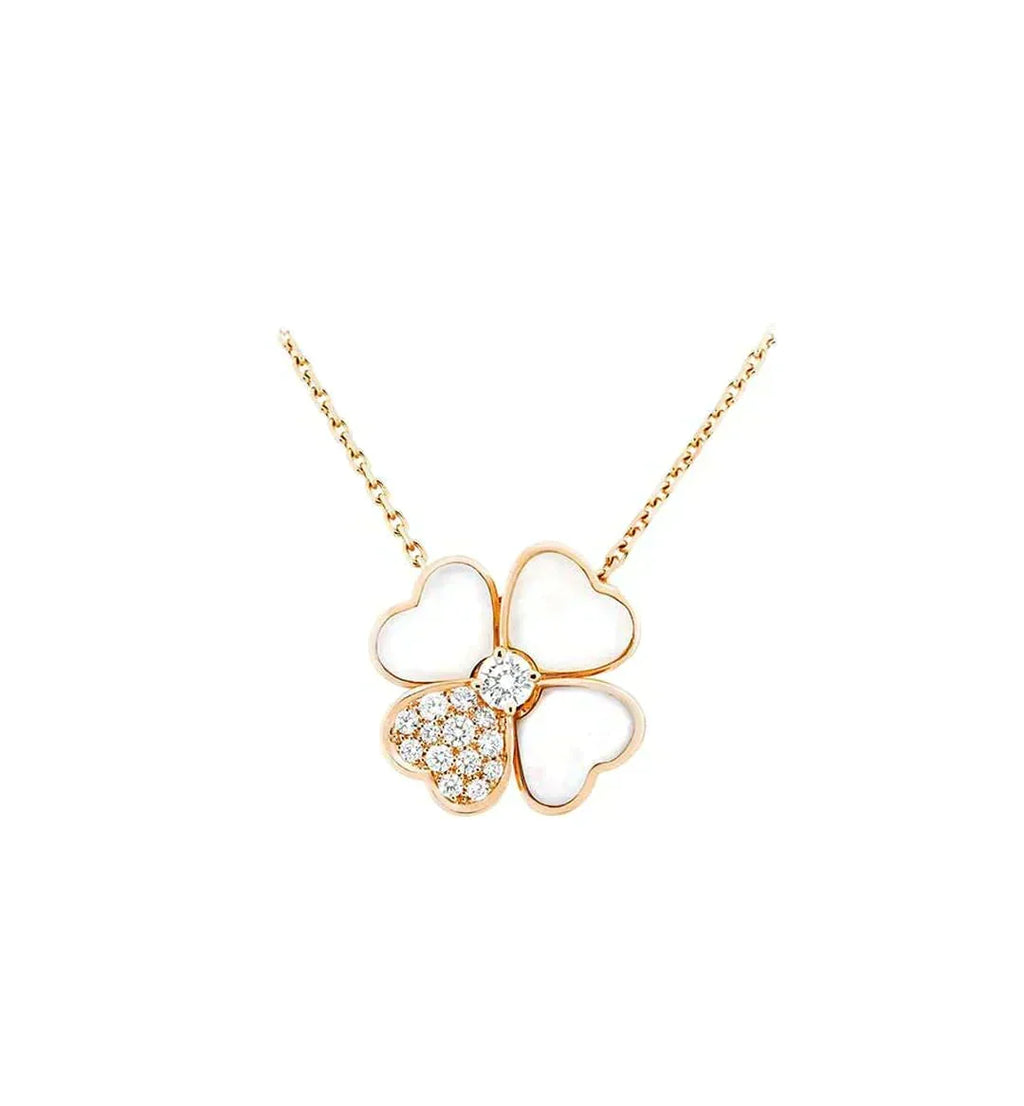 Miro CLOVER MOP DIAMOND ROSE GOLD NECKLACE