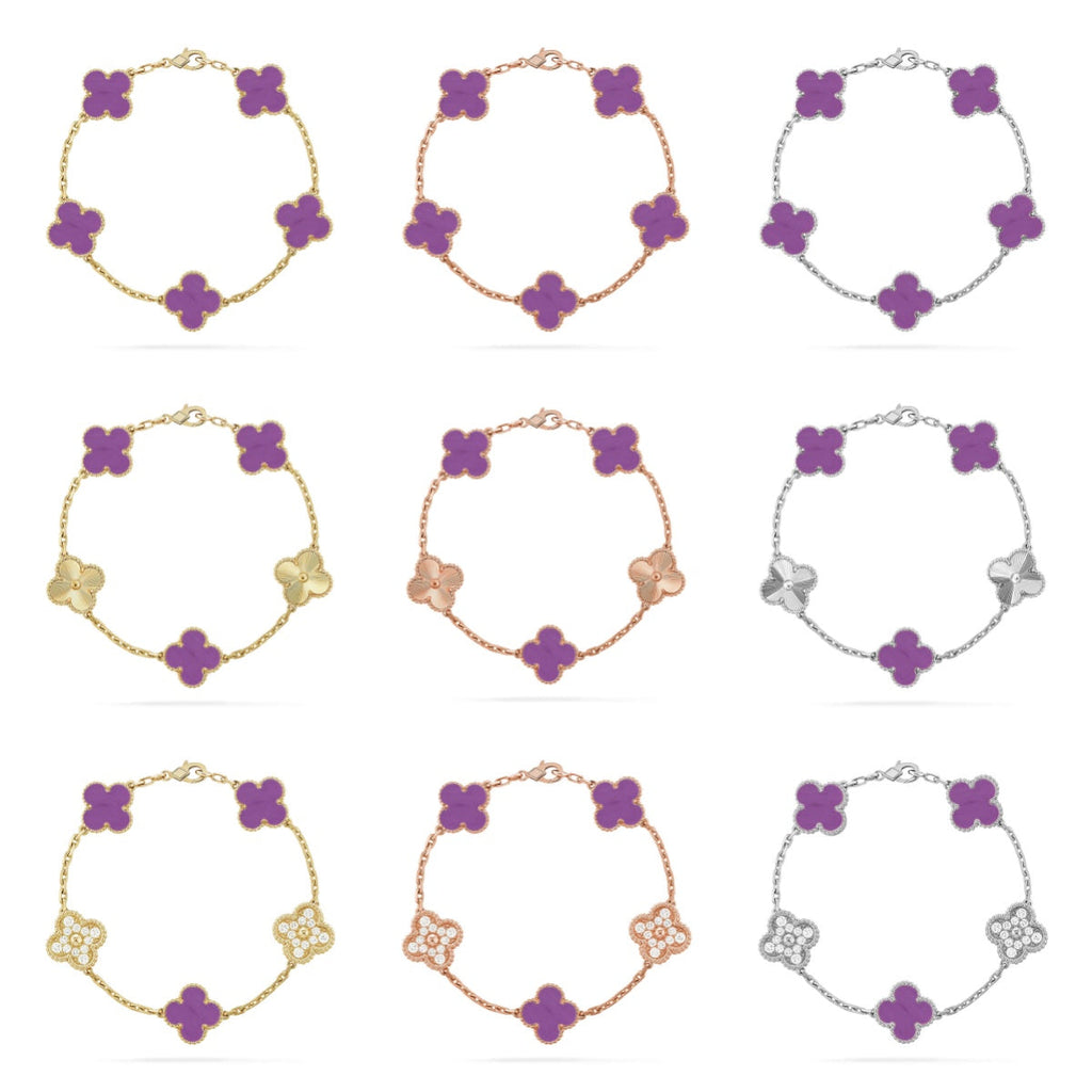 [Miro ]New  CLOVER 5 MOTIF VIOLET BRACELET COLLECTION