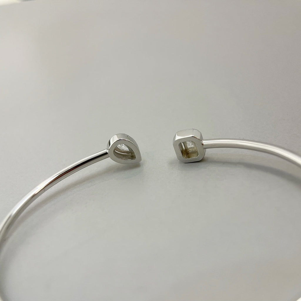 [Miro ]JONC FLEX MY TWIN TOI & MOI SILVER DIAMOND BRACELET