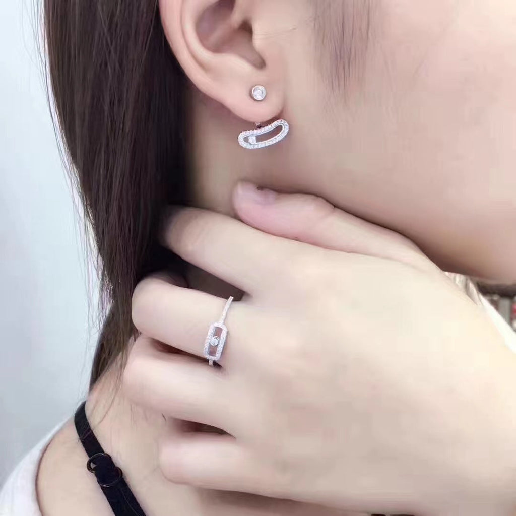 [Miro ]MOVE UNO SILVER DIAMOND EARRINGS