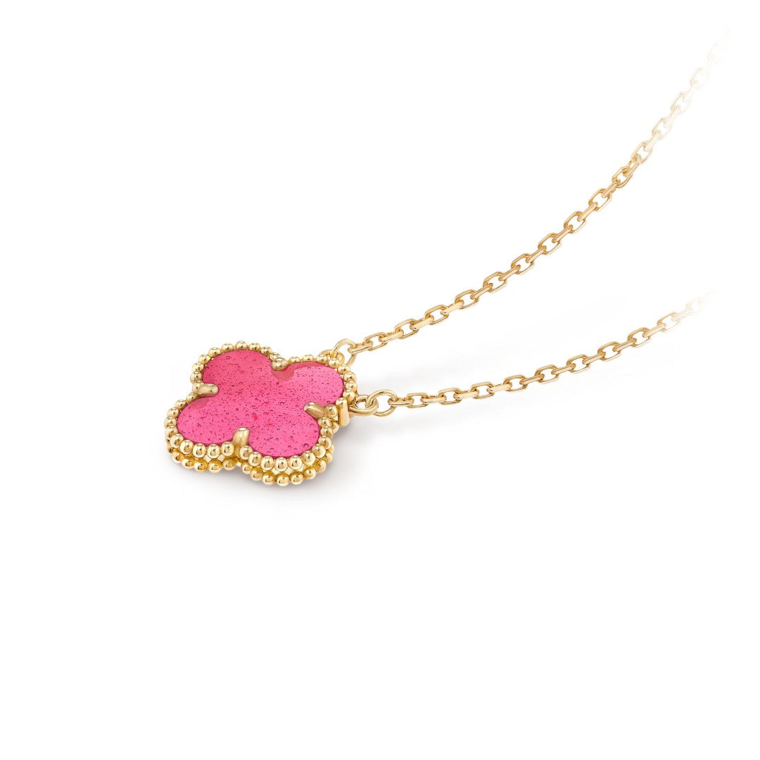 [Miro] NEW CLOVER 15MM PINK ENAMEL NECKLACE