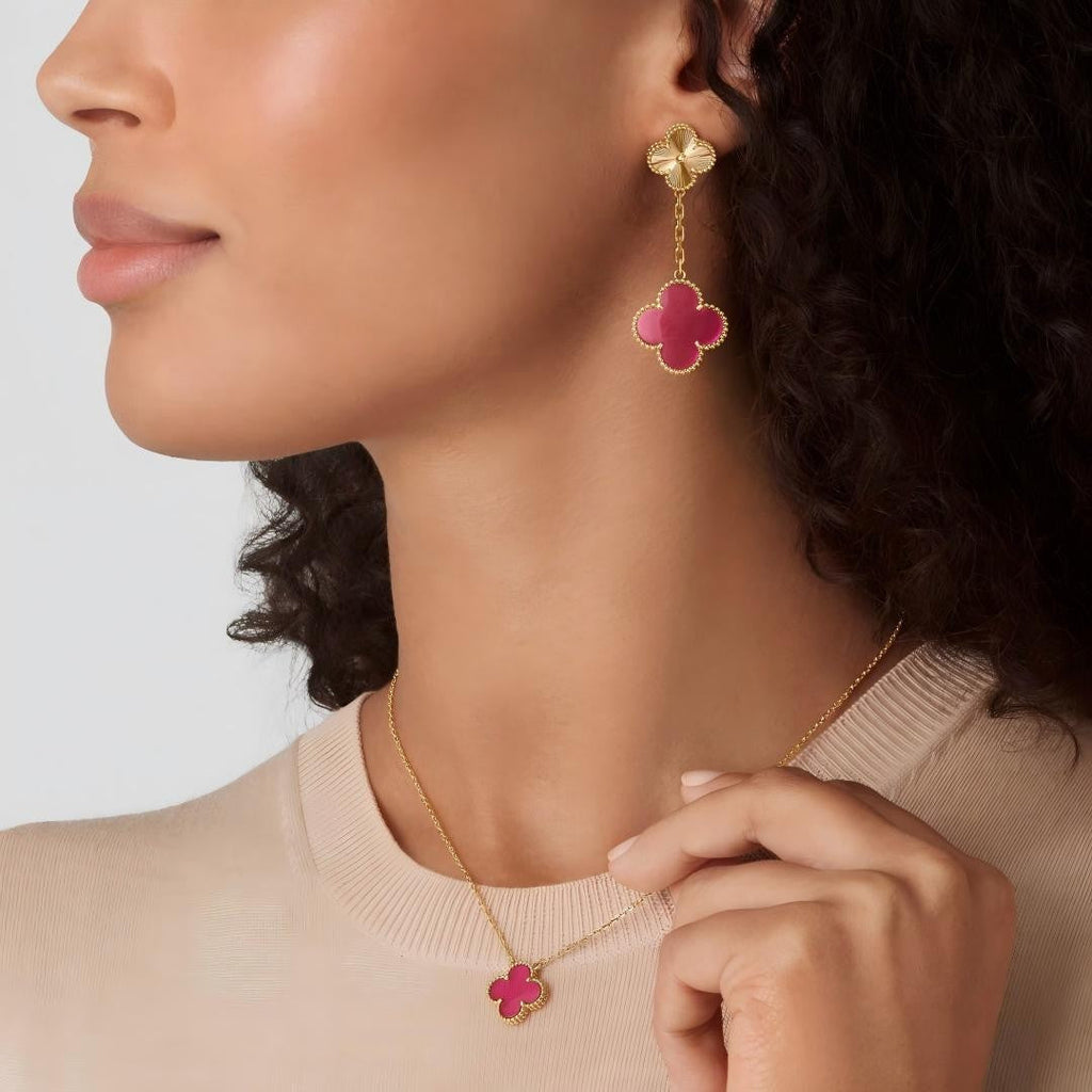 [Miro] NEW CLOVER 15MM PINK ENAMEL NECKLACE