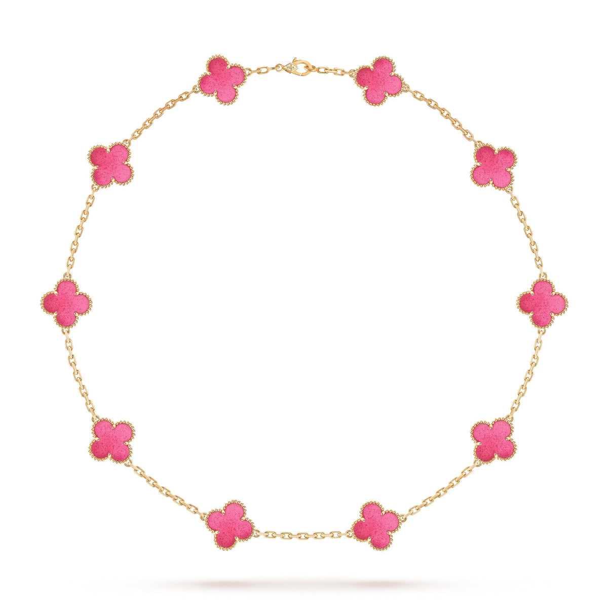 [Miro]NEW CLOVER 10 MOTIFS PINK ENAMEL NECKLACE