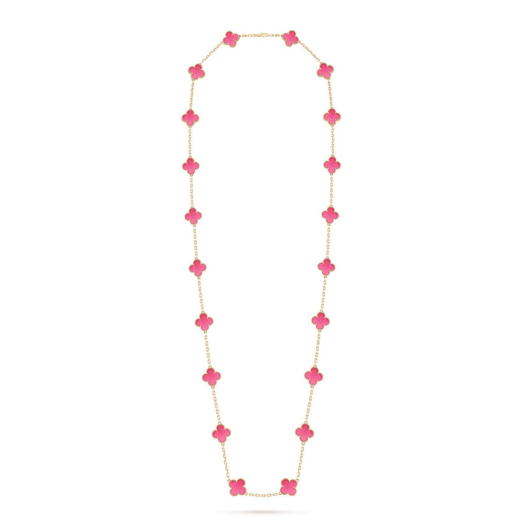 [Miro] NEW CLOVER 20 MOTIFS PINK ENAMEL NECKLACE