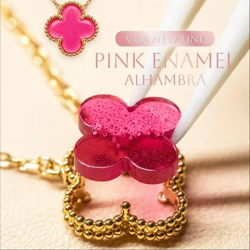 [Miro] NEW CLOVER 15MM PINK ENAMEL NECKLACE