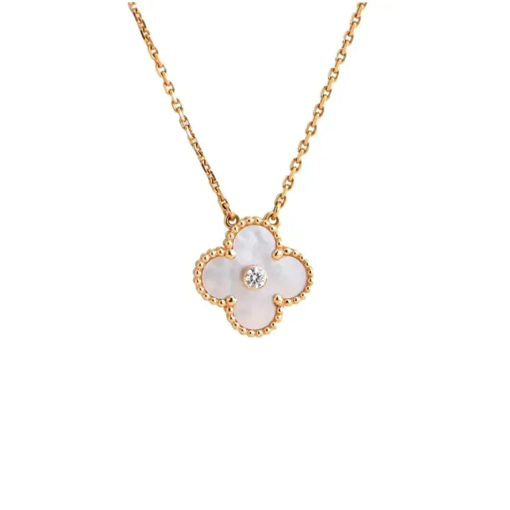 Miro CLOVER 15MM DIAMOND WHITE FRITILLARIA NECKLACE