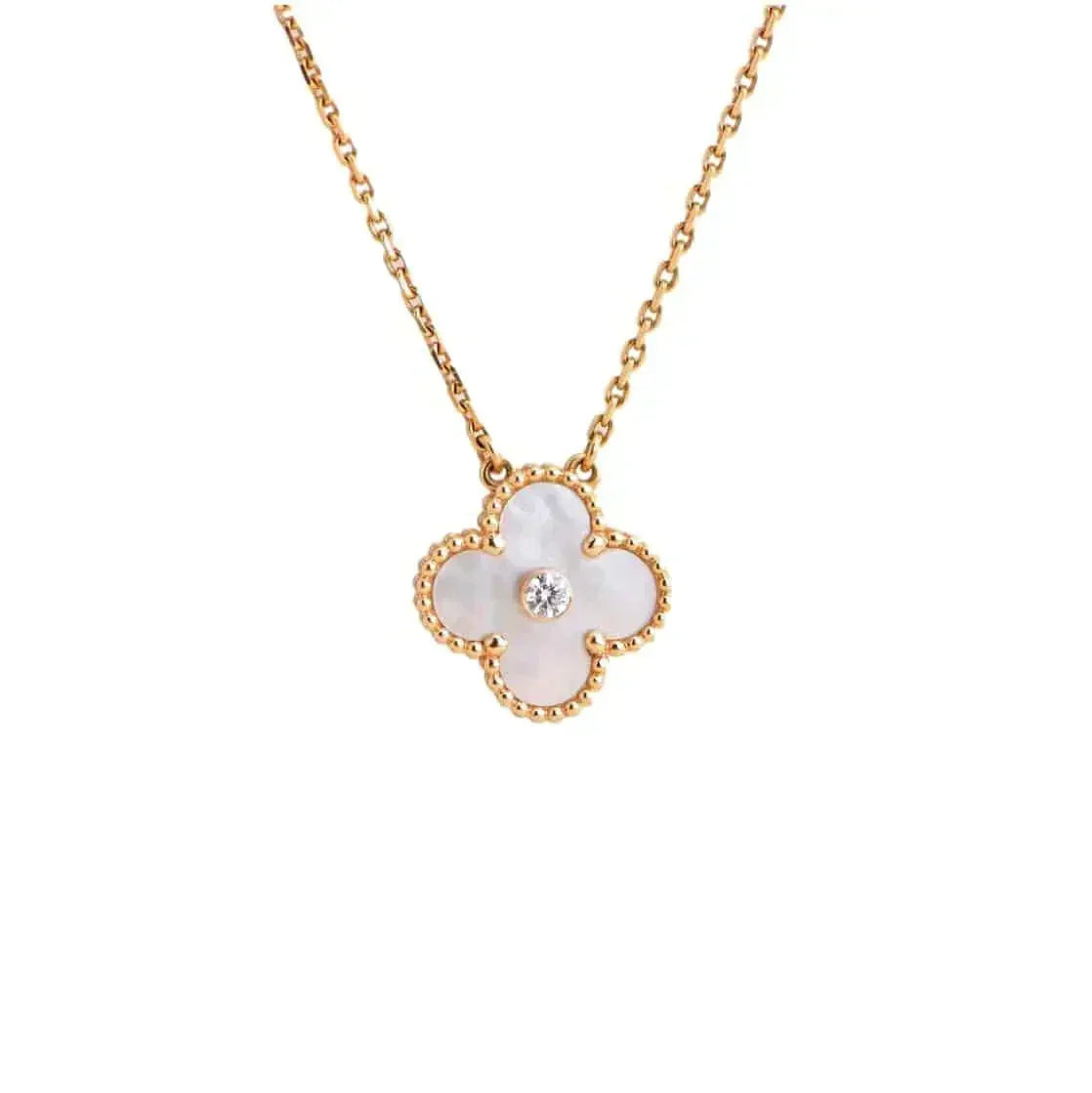 Miro CLOVER 15MM DIAMOND WHITE FRITILLARIA NECKLACE