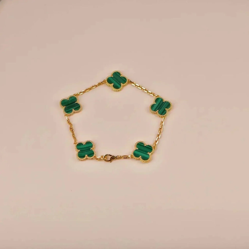 [Miro ]New  CLOVER 5 MOTIF MALACHITE BRACELET COLLECTION