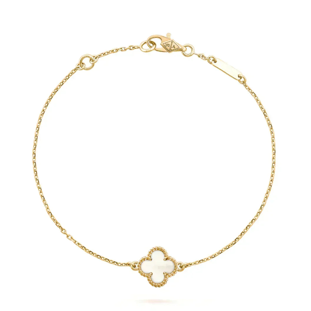 Miro CLOVER WHITE MOP SINGLE FLOWER BRACELET