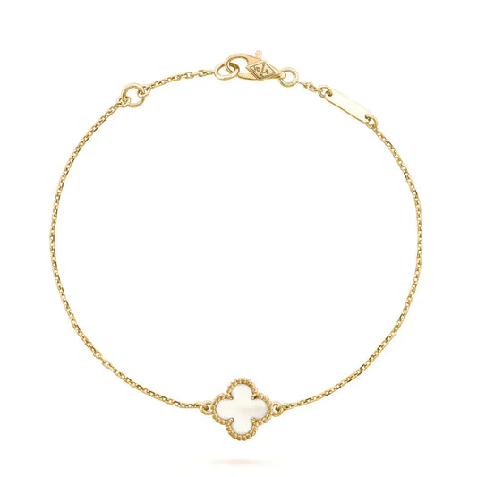Miro CLOVER WHITE MOP SINGLE FLOWER BRACELET